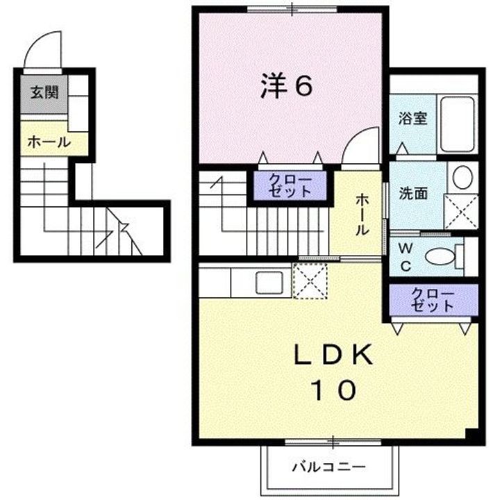 岐阜県羽島郡岐南町下印食5(アパート)の賃貸物件の間取り