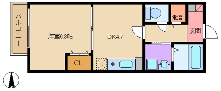 大阪府大阪市平野区瓜破西2(アパート)の賃貸物件の間取り