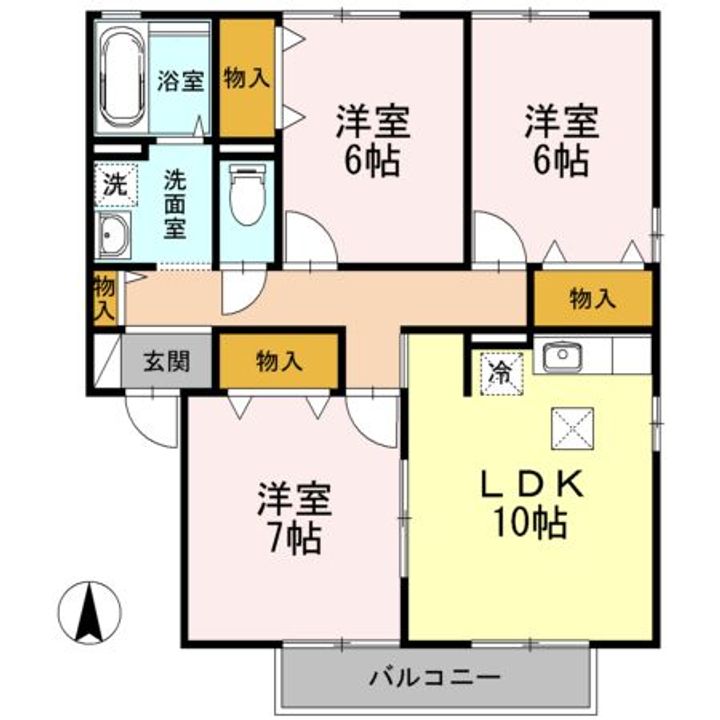 シャルムタウン開成 A棟の間取り