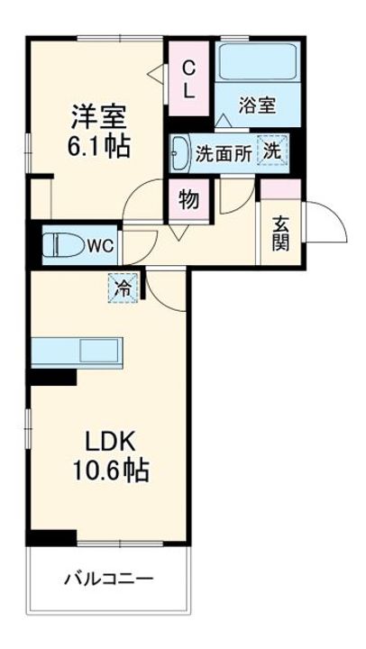 山梨県甲府市国母8(アパート)の賃貸物件の間取り