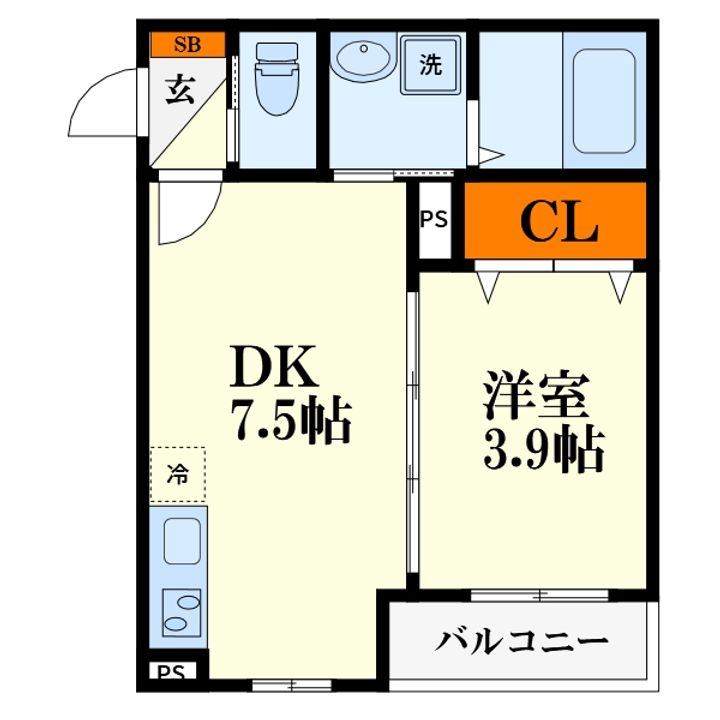 大阪府大阪市東淀川区東中島3(マンション)の賃貸物件の間取り