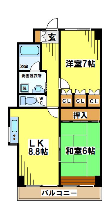 東京都世田谷区給田3(マンション)の賃貸物件の間取り