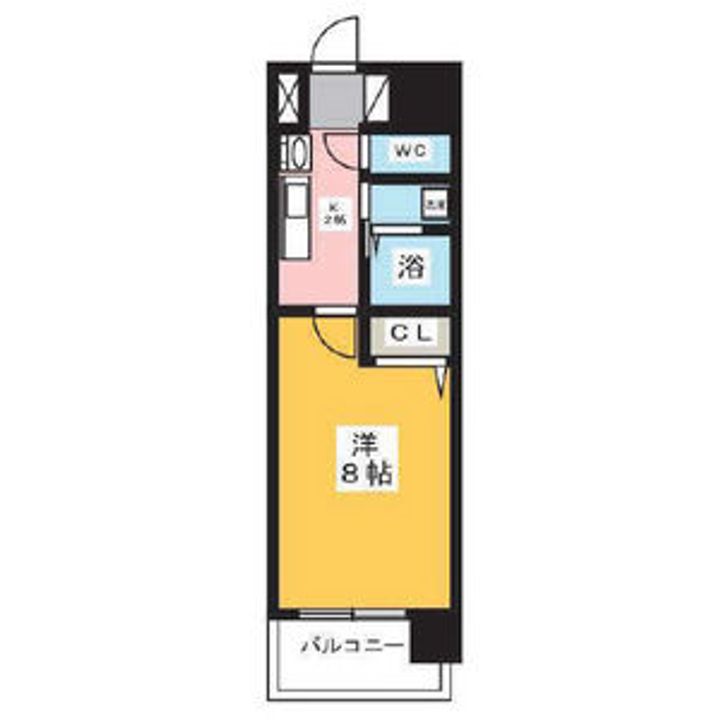 愛知県名古屋市中区富士見町(マンション)の賃貸物件の間取り