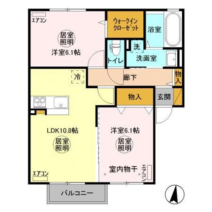 茨城県ひたちなか市大字田彦(アパート)の賃貸物件の間取り