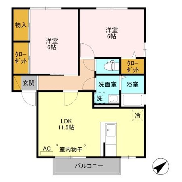 栃木県宇都宮市野沢町(アパート)の賃貸物件の間取り