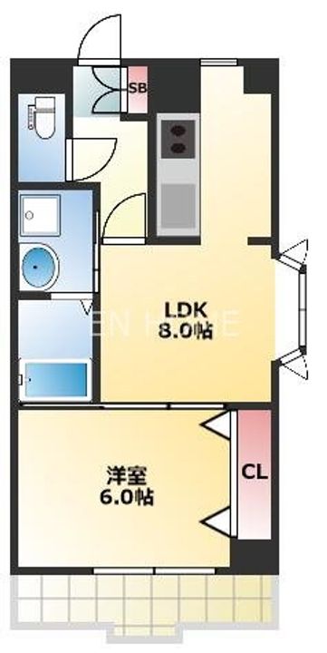 大阪府大阪市天王寺区南河堀町(マンション)の賃貸物件の間取り