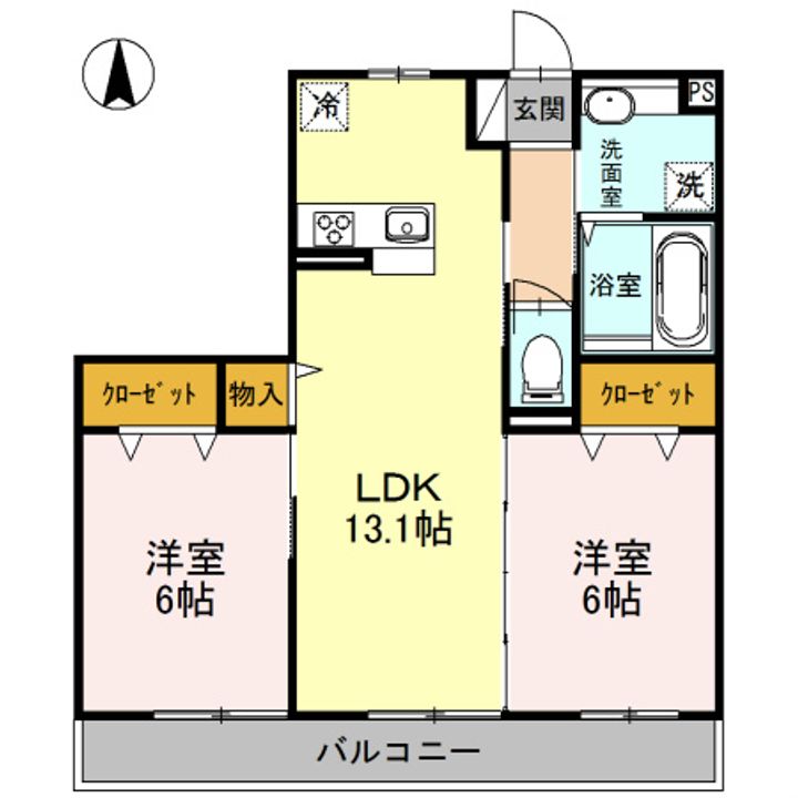 埼玉県吉川市中曽根2(アパート)の賃貸物件の間取り