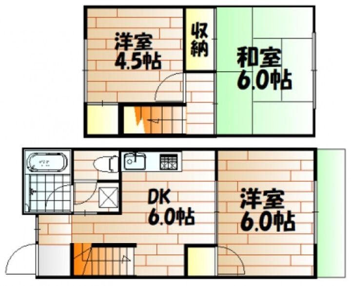 岡山県岡山市中区新京橋3(一戸建)の賃貸物件の間取り
