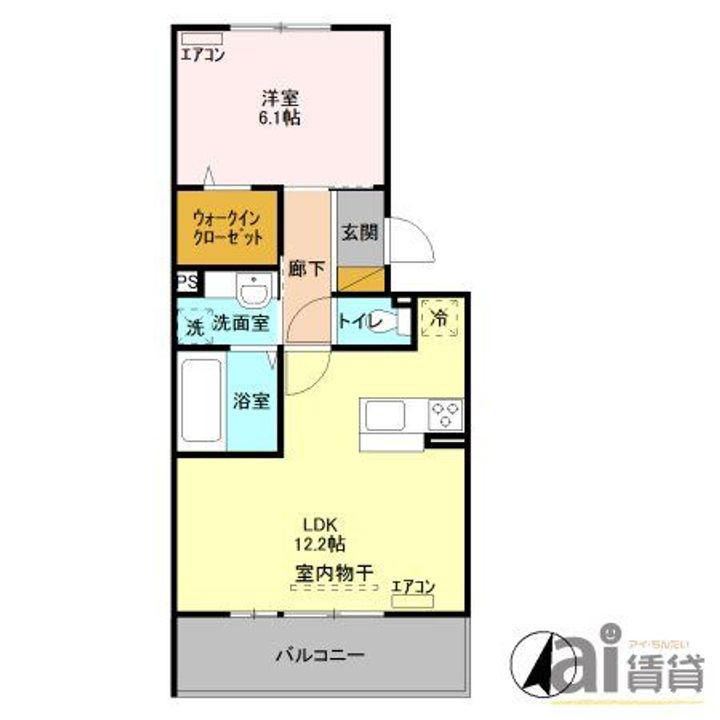 埼玉県鶴ヶ島市大字上広谷(アパート)の賃貸物件の間取り