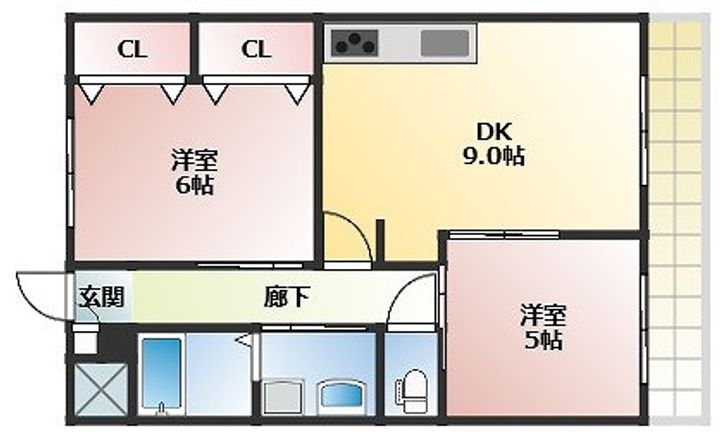 高知県高知市神田(マンション)の賃貸物件の間取り