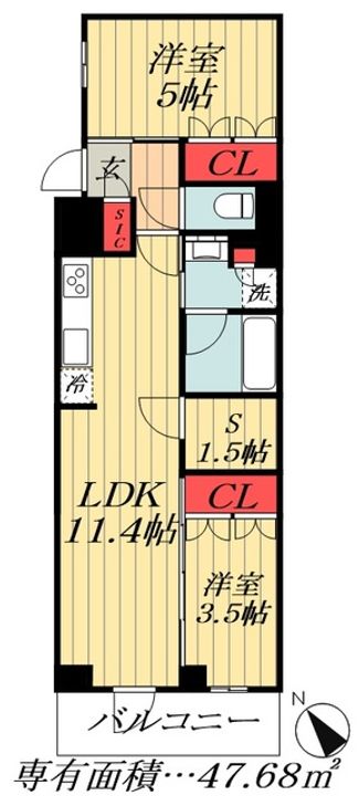 東京都江戸川区南篠崎町2(マンション)の賃貸物件の間取り