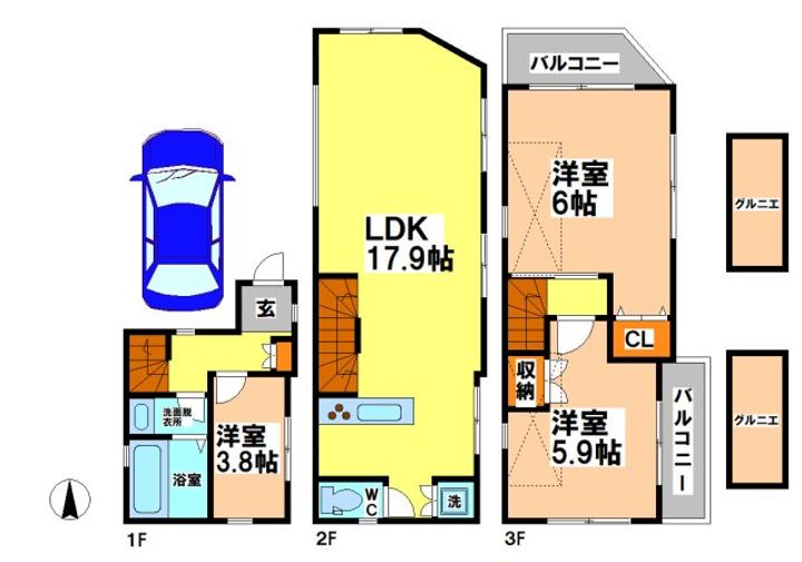 東京都武蔵野市境南町3(一戸建)の賃貸物件の間取り