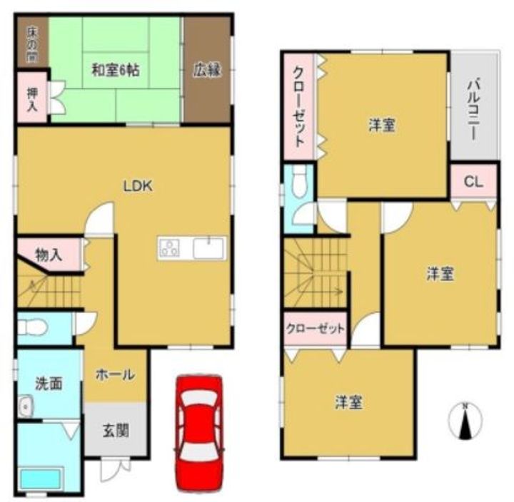 奈良県生駒郡三郷町勢野西5(一戸建)の賃貸物件の間取り