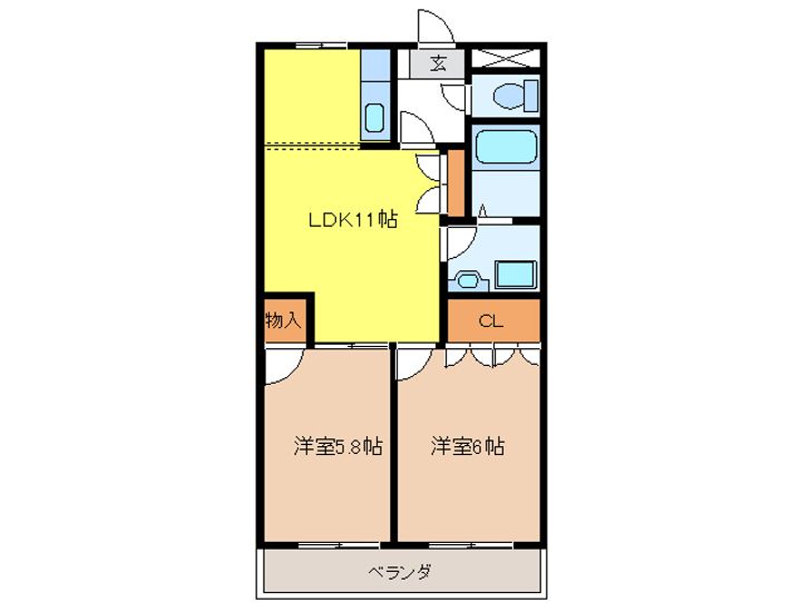 岐阜県岐阜市太郎丸北郷(アパート)の賃貸物件の間取り