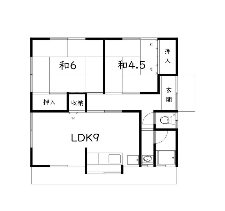 岡山県倉敷市日吉町(一戸建)の賃貸物件の間取り