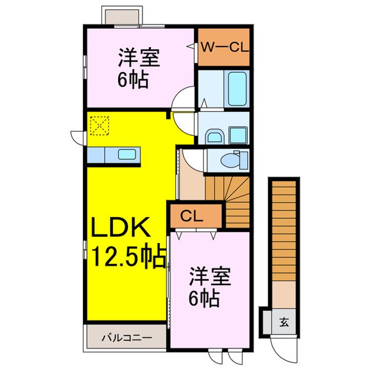 栃木県下都賀郡野木町大字友沼(アパート)の賃貸物件の間取り