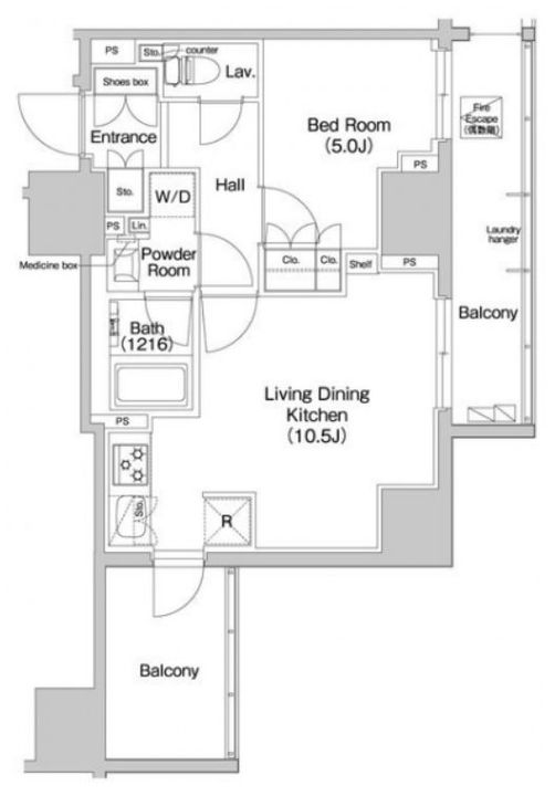 東京都台東区柳橋2(マンション)の賃貸物件の間取り
