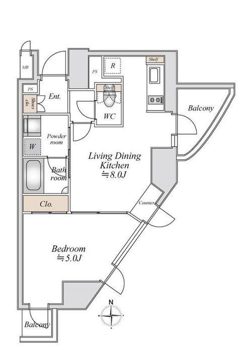神奈川県横浜市港北区綱島西1(マンション)の賃貸物件の間取り