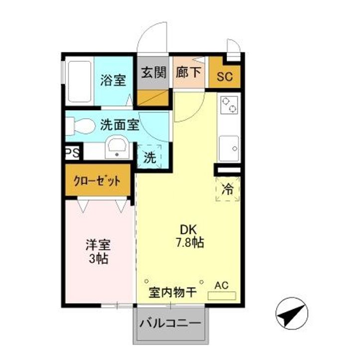 栃木県小山市城東4(アパート)の賃貸物件の間取り