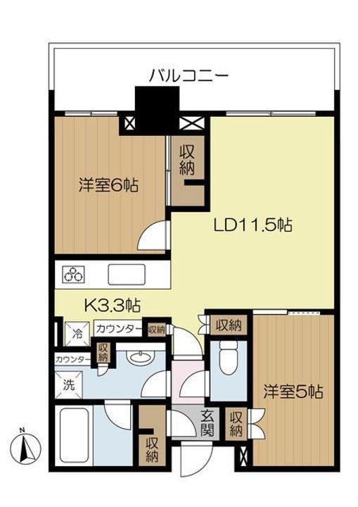 東京都港区芝浦1(マンション)の賃貸物件の間取り