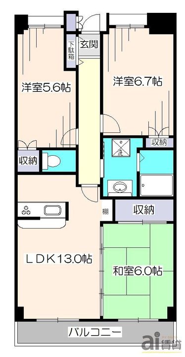 東京都小平市回田町(マンション)の賃貸物件の間取り