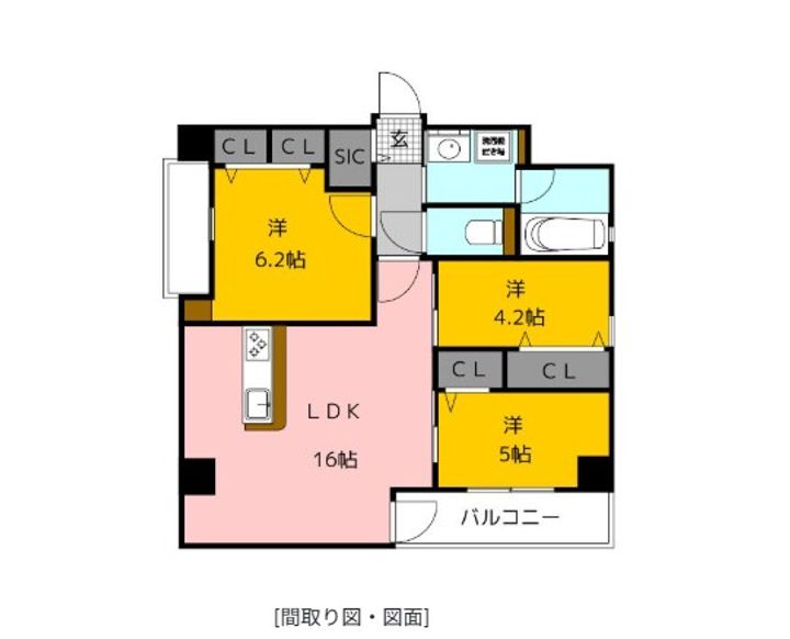 福岡県福岡市博多区奈良屋町(マンション)の賃貸物件の間取り