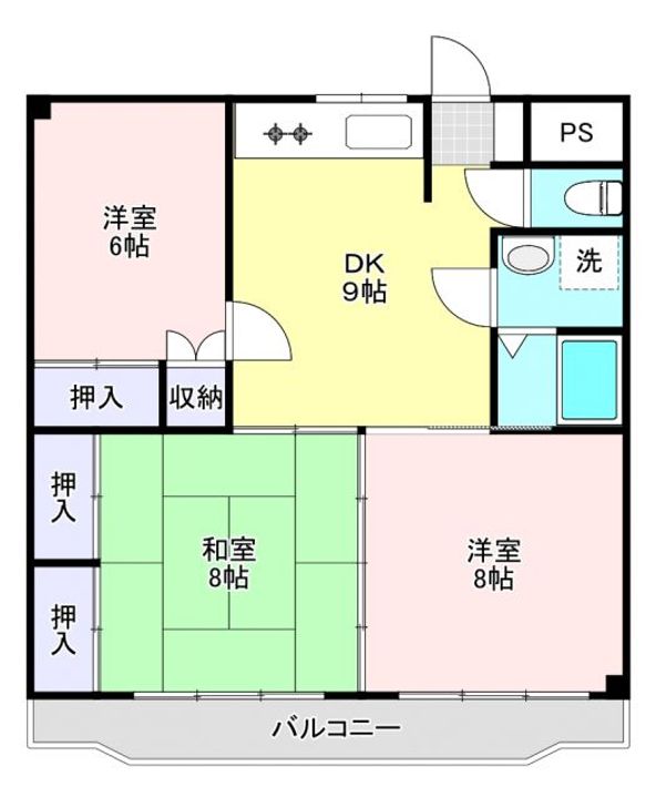 福島県白河市新白河3(マンション)の賃貸物件の間取り