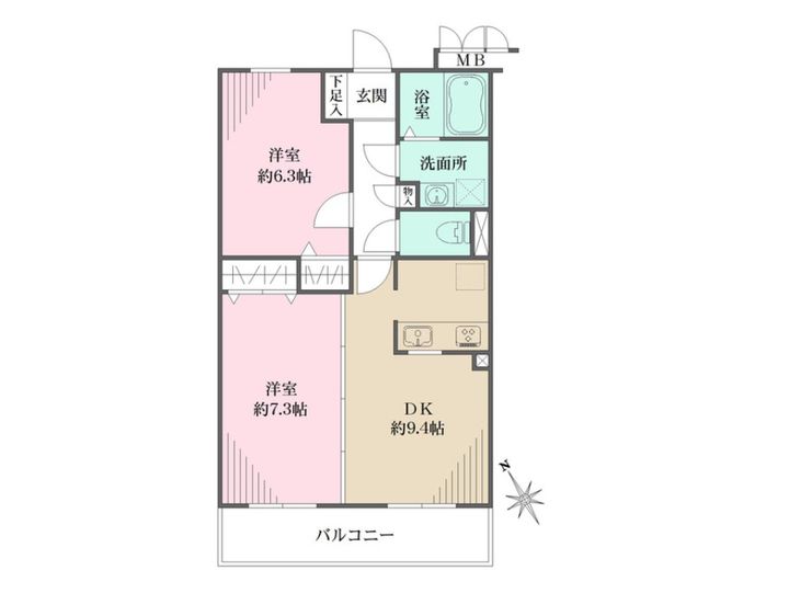 千葉県鎌ヶ谷市道野辺本町1(マンション)の賃貸物件の間取り