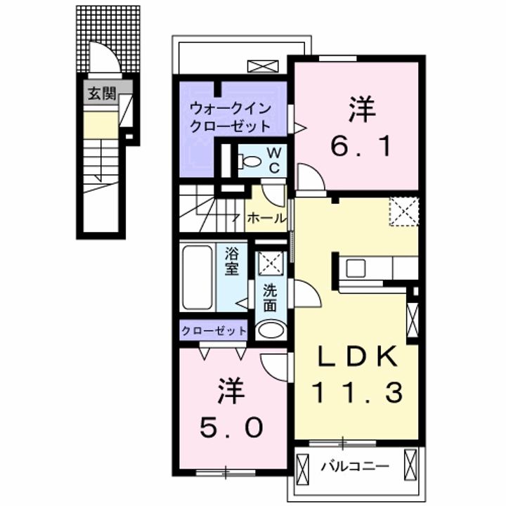 徳島県阿南市福村町北筋(アパート)の賃貸物件の間取り