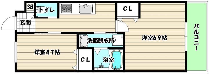 大阪府大阪市東淀川区東中島2(マンション)の賃貸物件の間取り