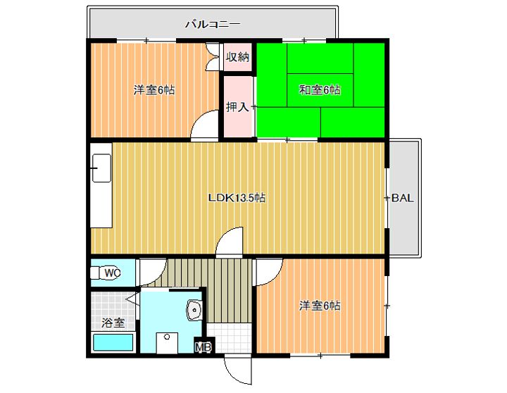 スカイハイツ玉手の間取り