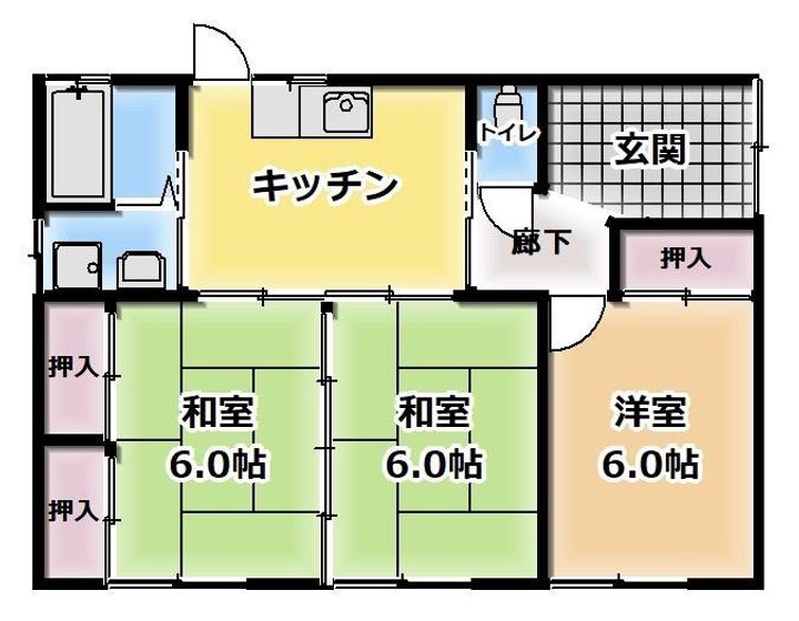 福島県いわき市平中神谷字宿畑(一戸建)の賃貸物件の間取り