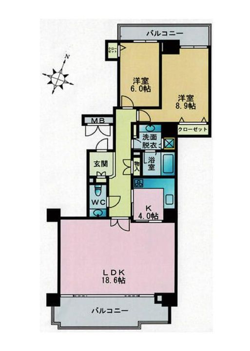 東京都大田区下丸子4(マンション)の賃貸物件の間取り