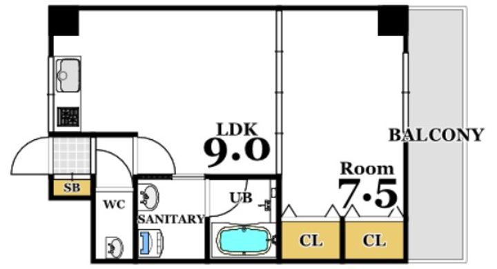 広島県広島市中区西十日市町(マンション)の賃貸物件の間取り