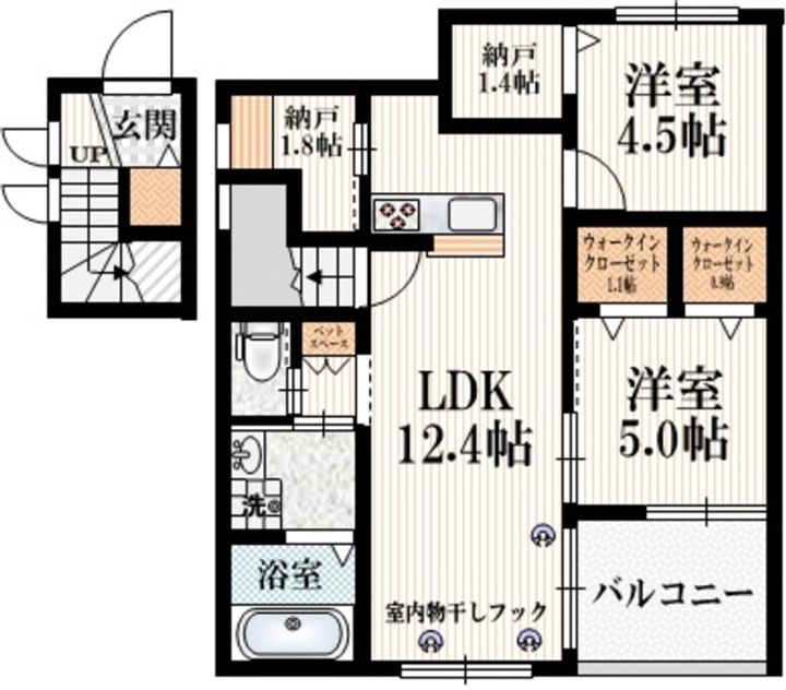 東京都八王子市東浅川町(マンション)の賃貸物件の間取り