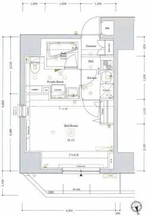 東京都新宿区矢来町(マンション)の賃貸物件の間取り