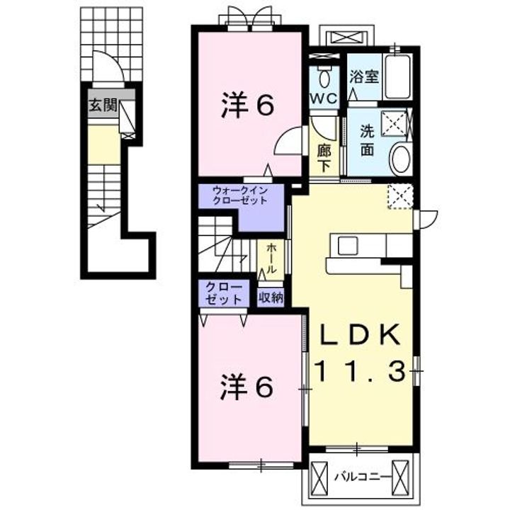 三重県四日市市白須賀1(アパート)の賃貸物件の間取り