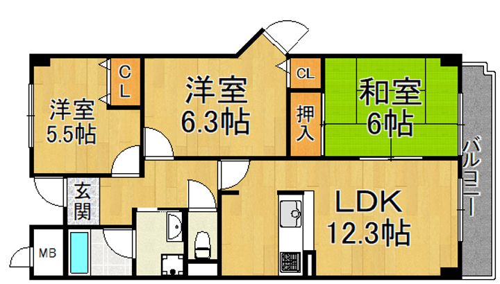 メゾンドーレ野間南の間取り