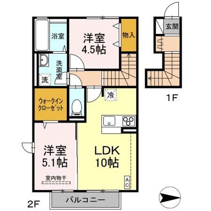 福島県郡山市鶴見坦3(アパート)の賃貸物件の間取り