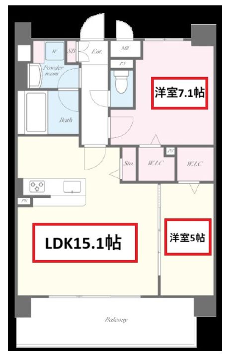 メゾンドボヌール弁天町の間取り