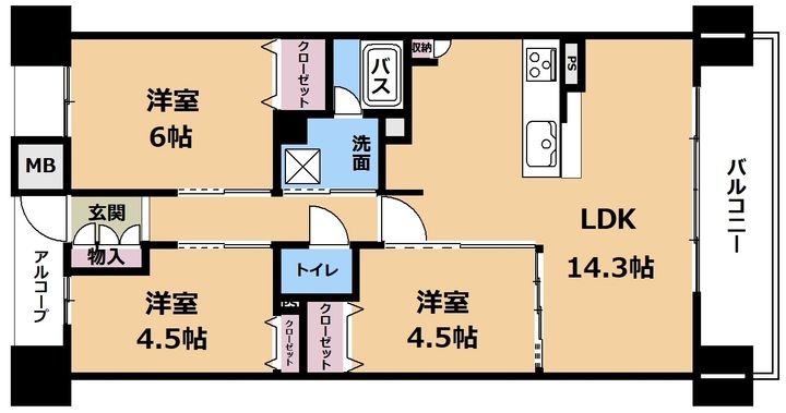 プレサンスロジェ草津シエルの間取り