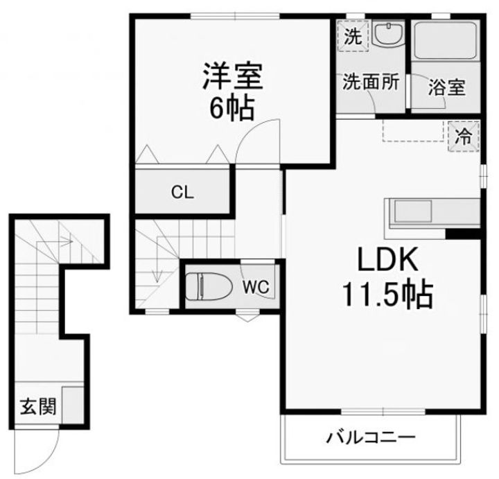埼玉県熊谷市妻沼中央(アパート)の賃貸物件の間取り