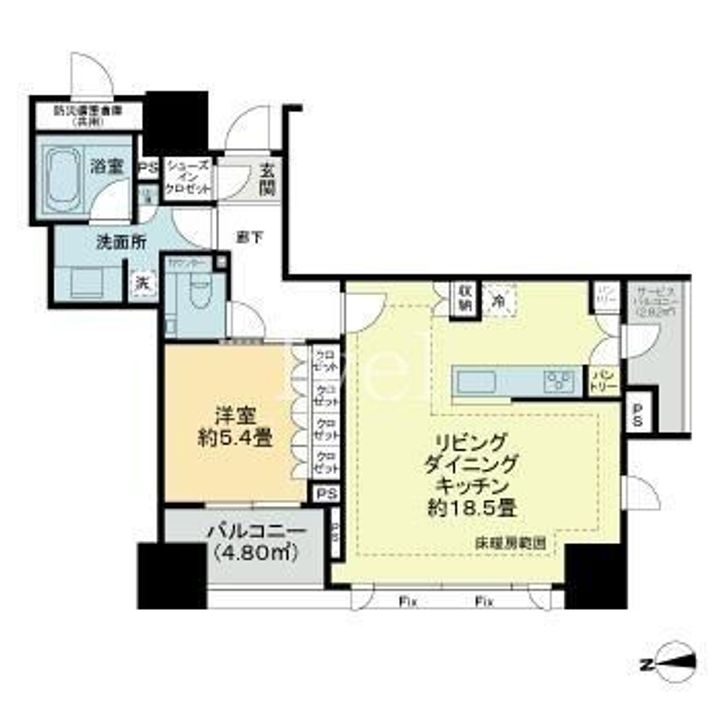 東京都千代田区内神田1(マンション)の賃貸物件の間取り