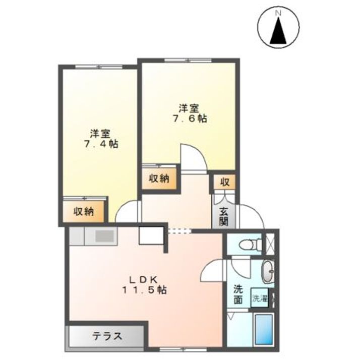 神奈川県平塚市寺田縄(アパート)の賃貸物件の間取り