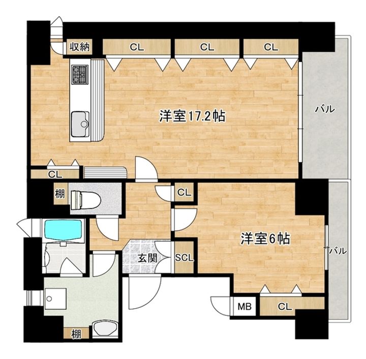 大阪府大阪市天王寺区国分町(マンション)の賃貸物件の間取り