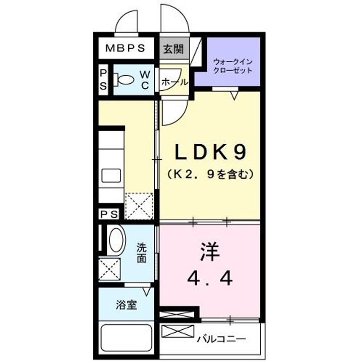 京都府京田辺市三山木見尊田(マンション)の賃貸物件の間取り