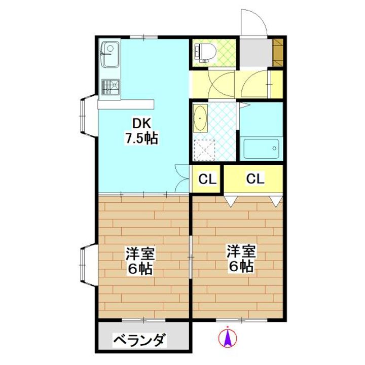 宮崎県都城市北原町(アパート)の賃貸物件の間取り