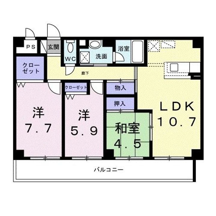 広島県広島市佐伯区三宅4(マンション)の賃貸物件の間取り