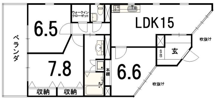 京都府京都市上京区夷川町(マンション)の賃貸物件の間取り