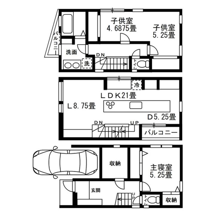 東京都台東区谷中3(一戸建)の賃貸物件の間取り